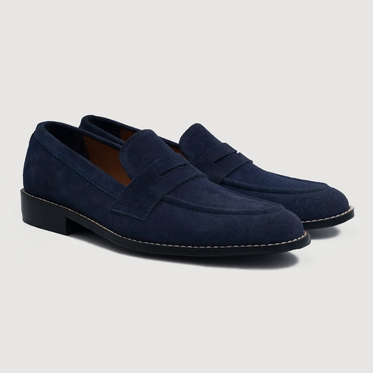 Baxton Midnight Blue Suede Leather Loafers