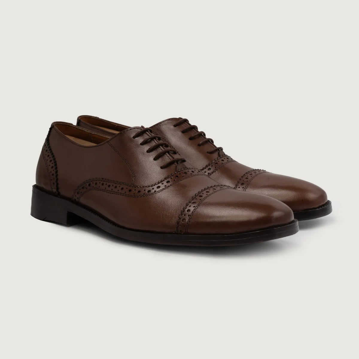 Greyson Brown Aniline Leather Oxford Brogue Shoes