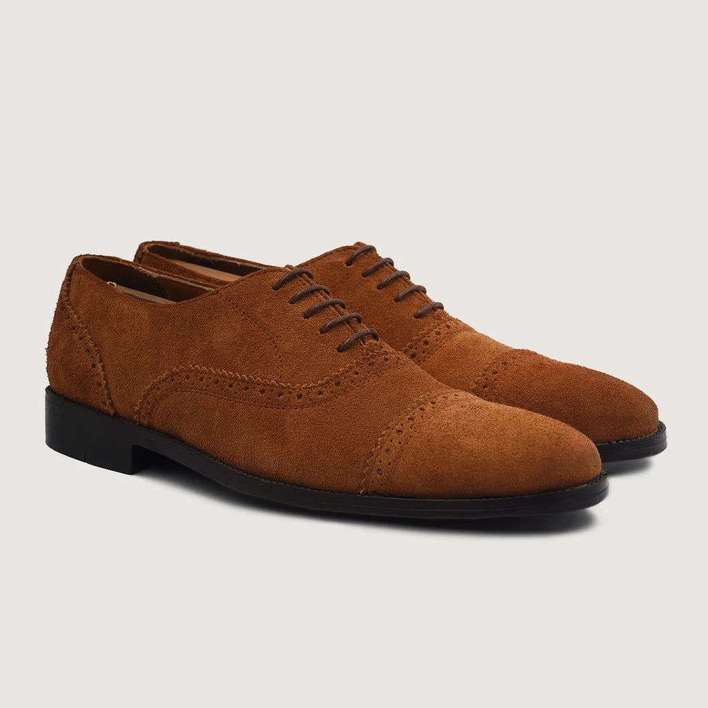Greyson Brown Suede Leather Oxford Brogue Shoes