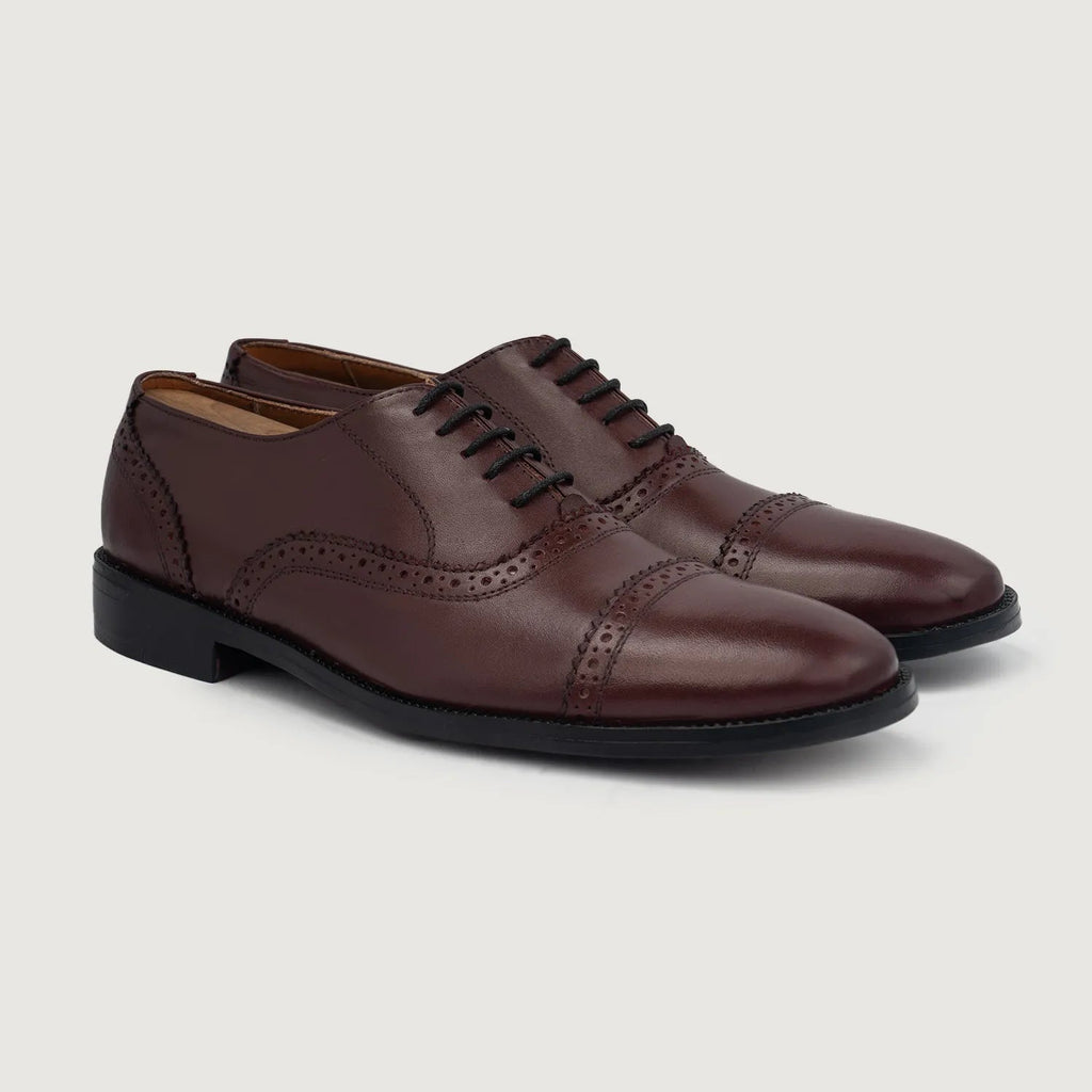 Greyson Maroon Aniline Leather Oxford Brogue Shoes