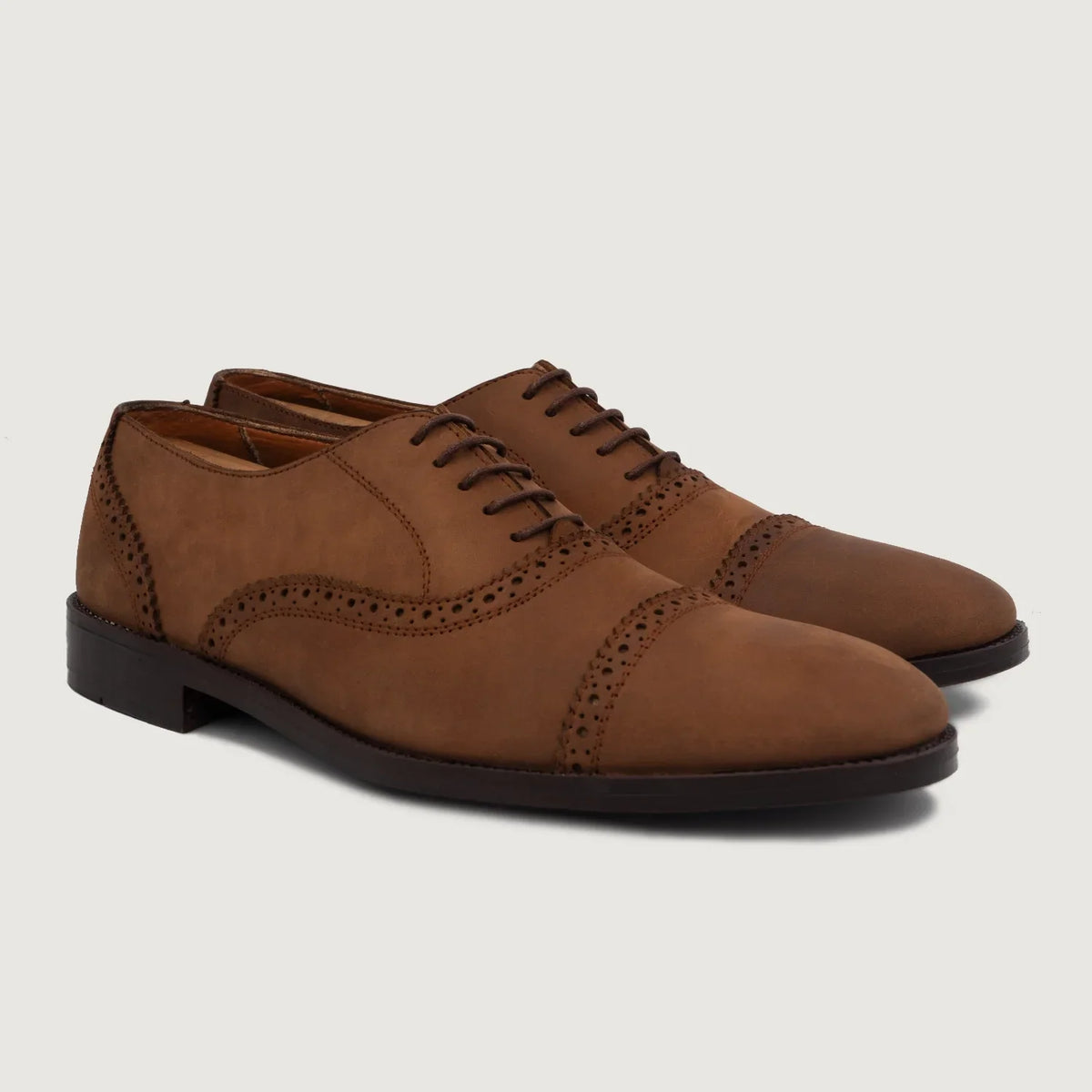 Greyson Oil Pull-up Brown Leather Oxford Brogue Shoes