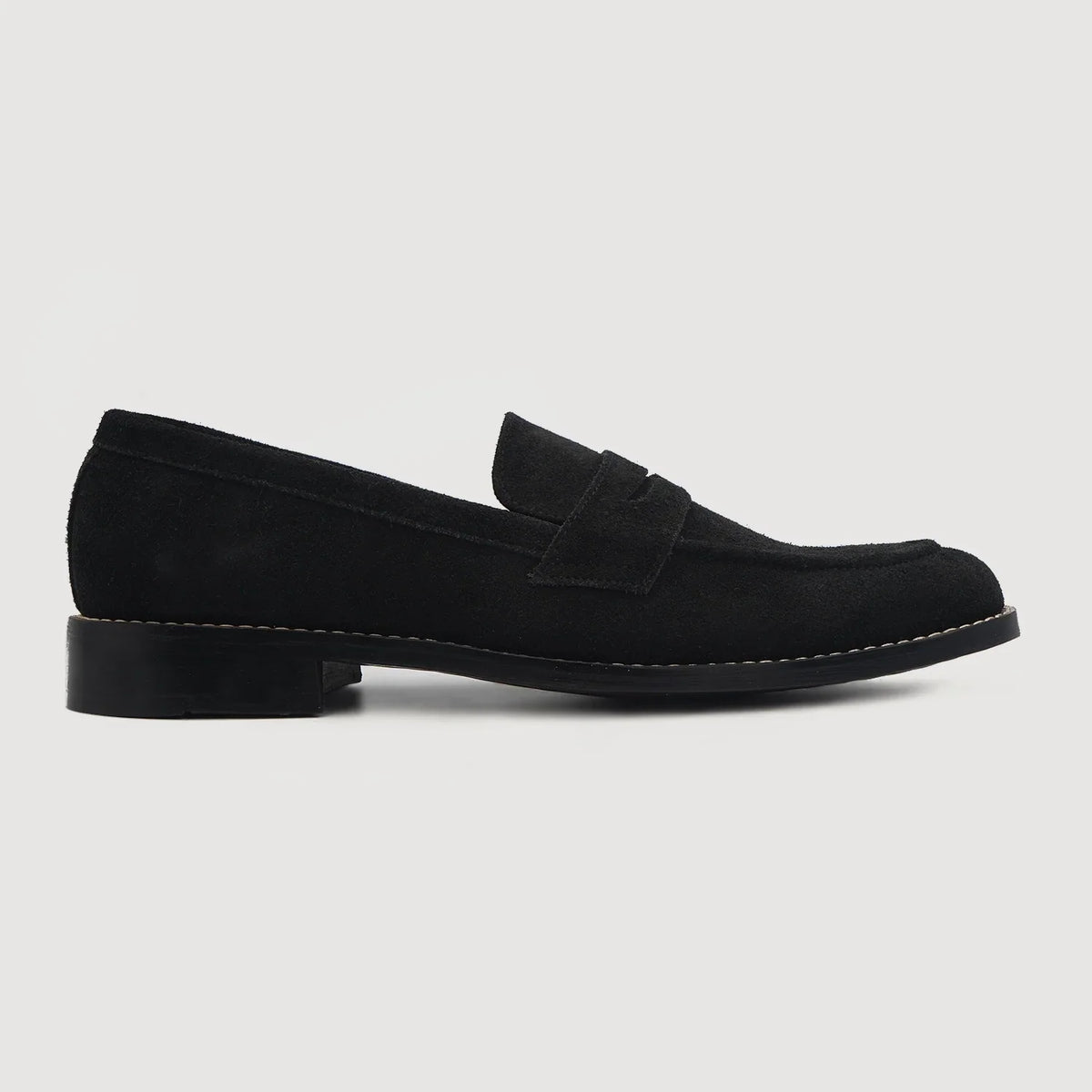 Baxton Black Suede Cowhide Leather Loafers