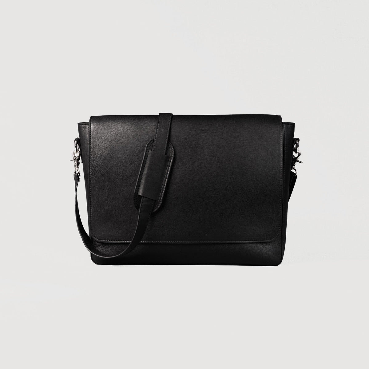 The Carismatico Black Naturally Milled Leather Messenger Bag