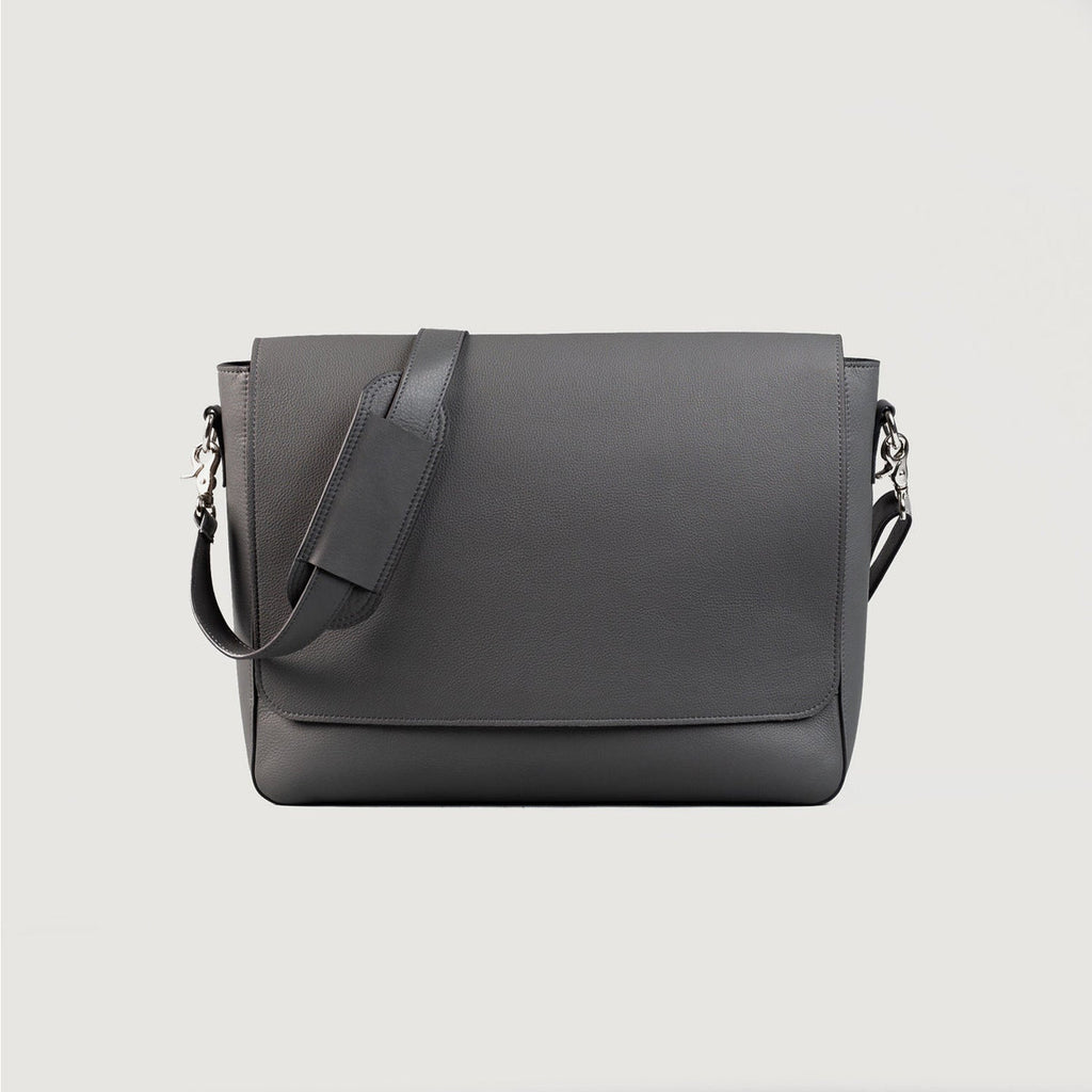 The Carismatico Grey Milled Leather Messenger Bag