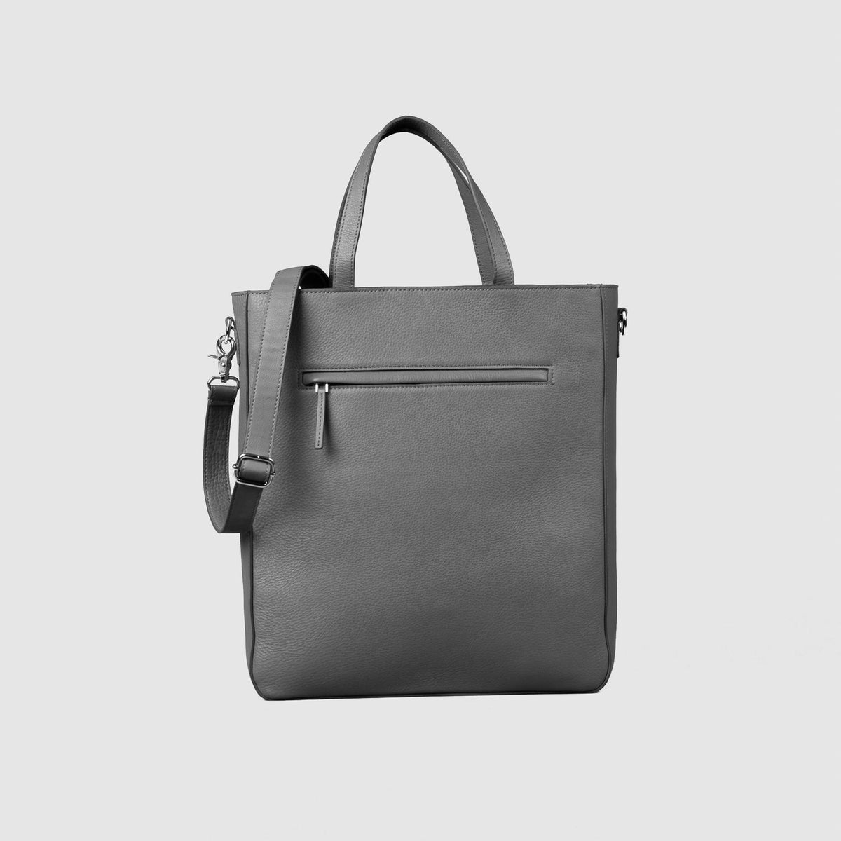 The Poet Grey Milled Leather Tote Bag