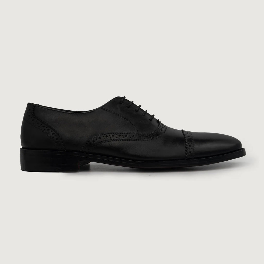Greyson Black Aniline Leather Oxford Brogue Shoes