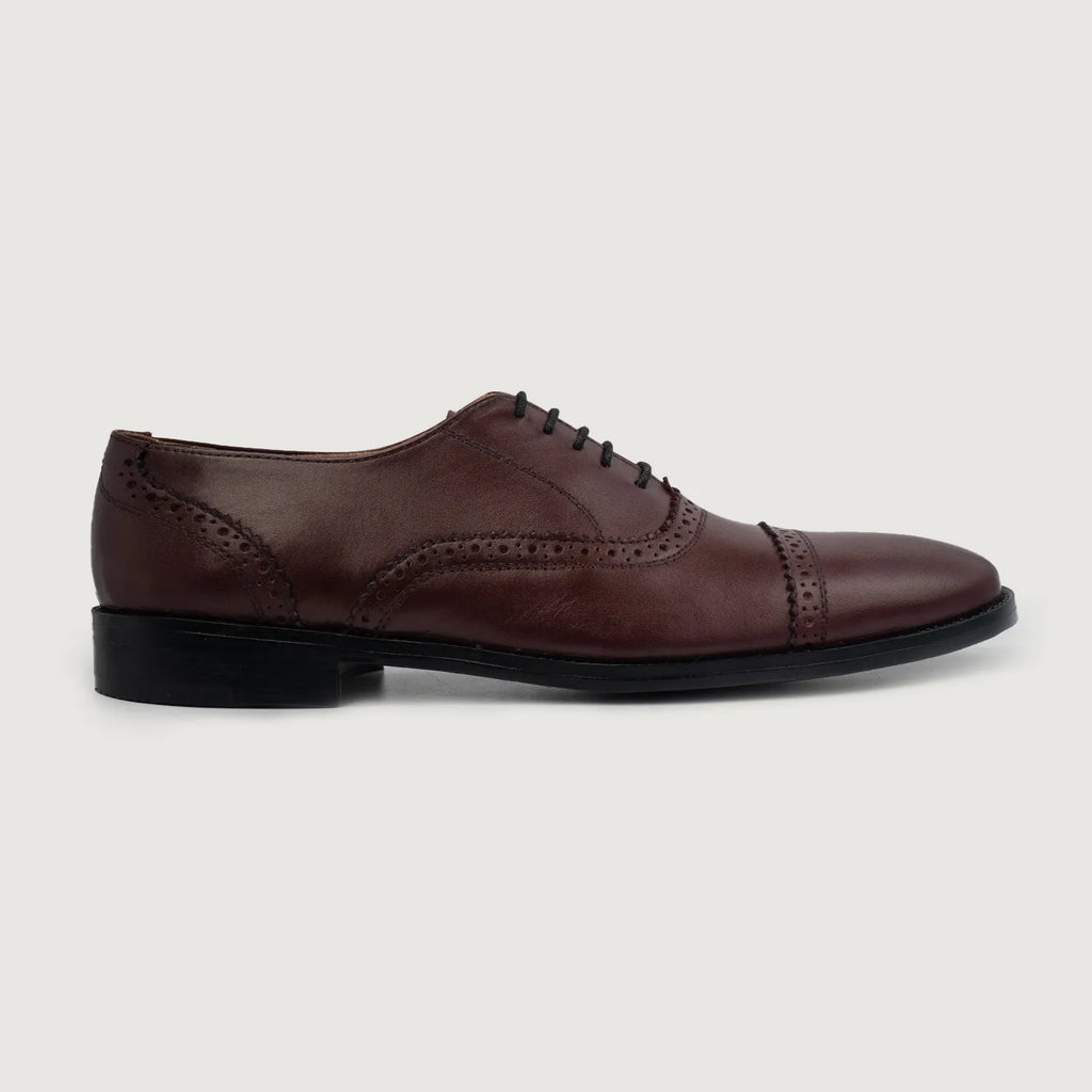Greyson Maroon Aniline Leather Oxford Brogue Shoes