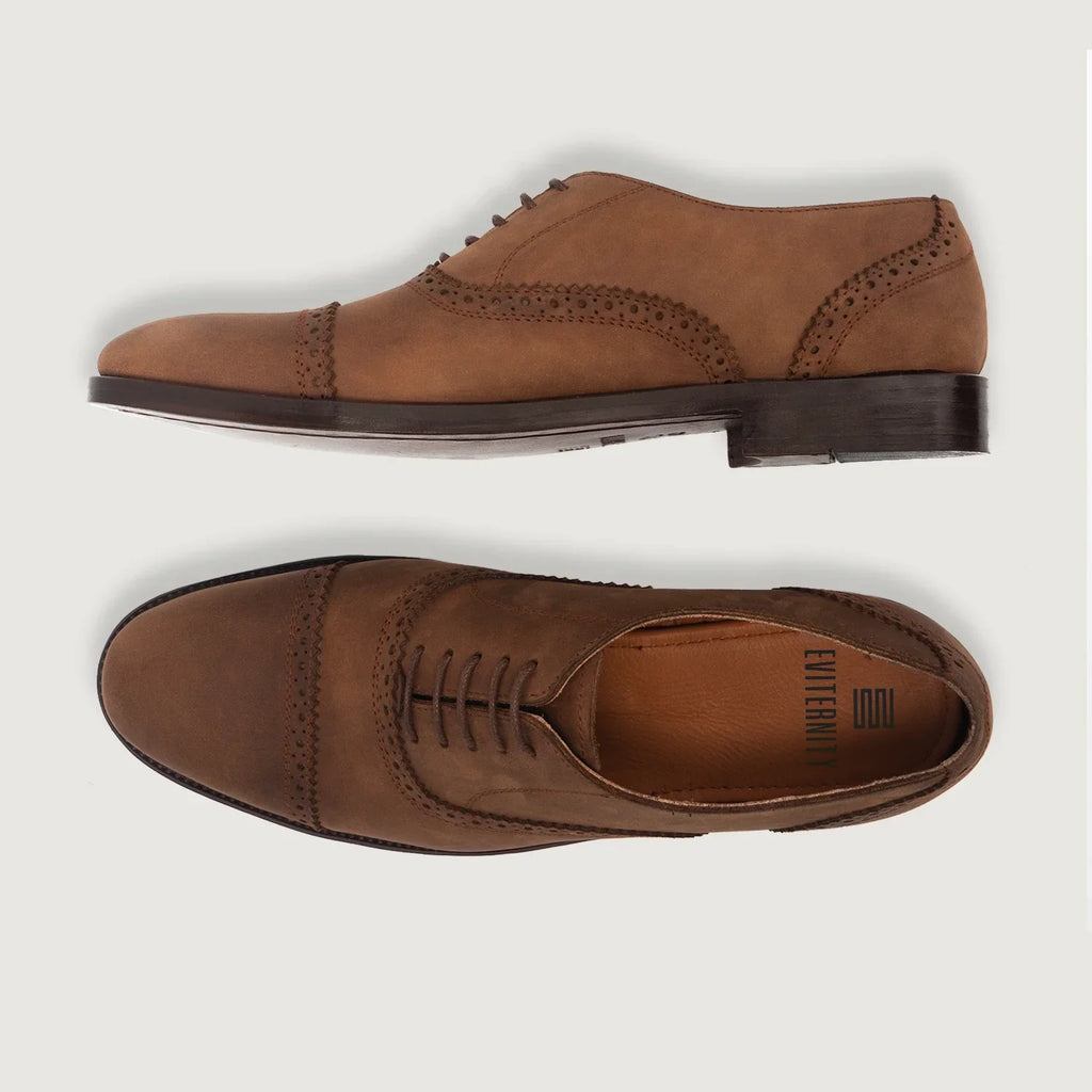 Greyson Oil Pull-up Brown Leather Oxford Brogue Shoes