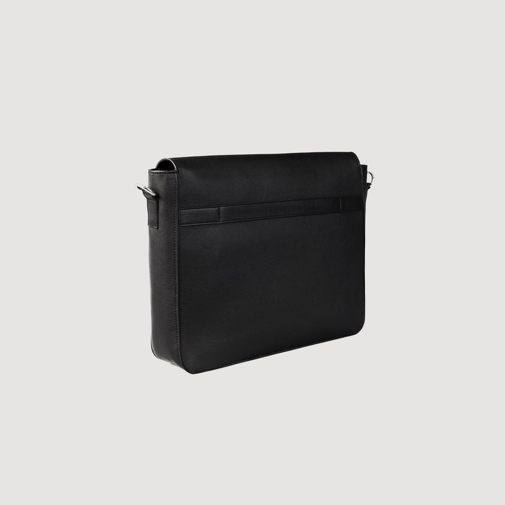 The Carismatico Black Naturally Milled Leather Messenger Bag