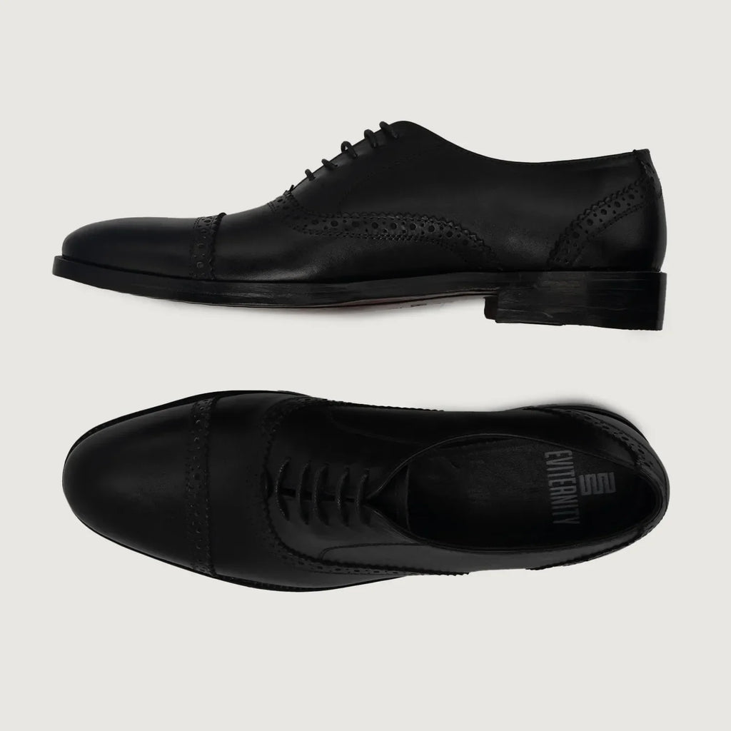Greyson Black Aniline Leather Oxford Brogue Shoes