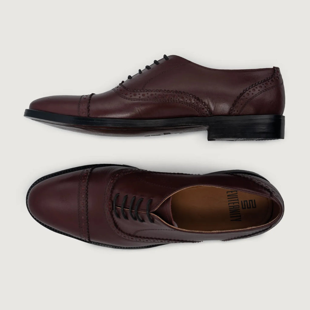 Greyson Maroon Aniline Leather Oxford Brogue Shoes