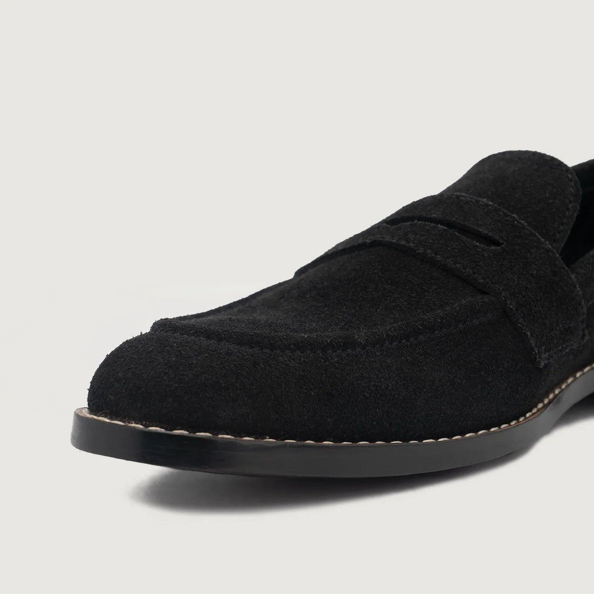 Baxton Black Suede Cowhide Leather Loafers