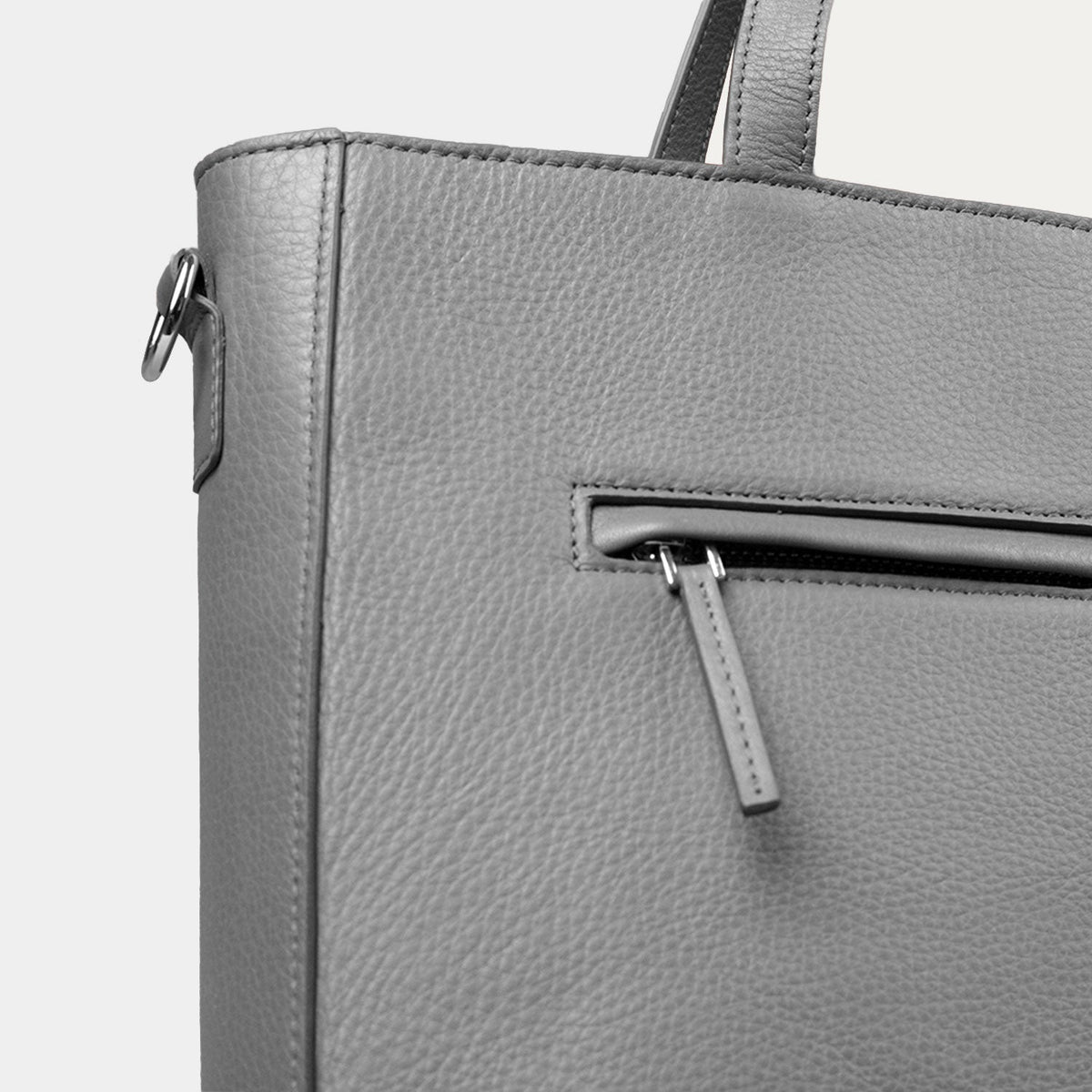 The Poet Grey Milled Leather Tote Bag