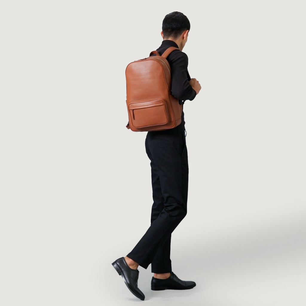 The Philos Brown Milled Leather Backpack