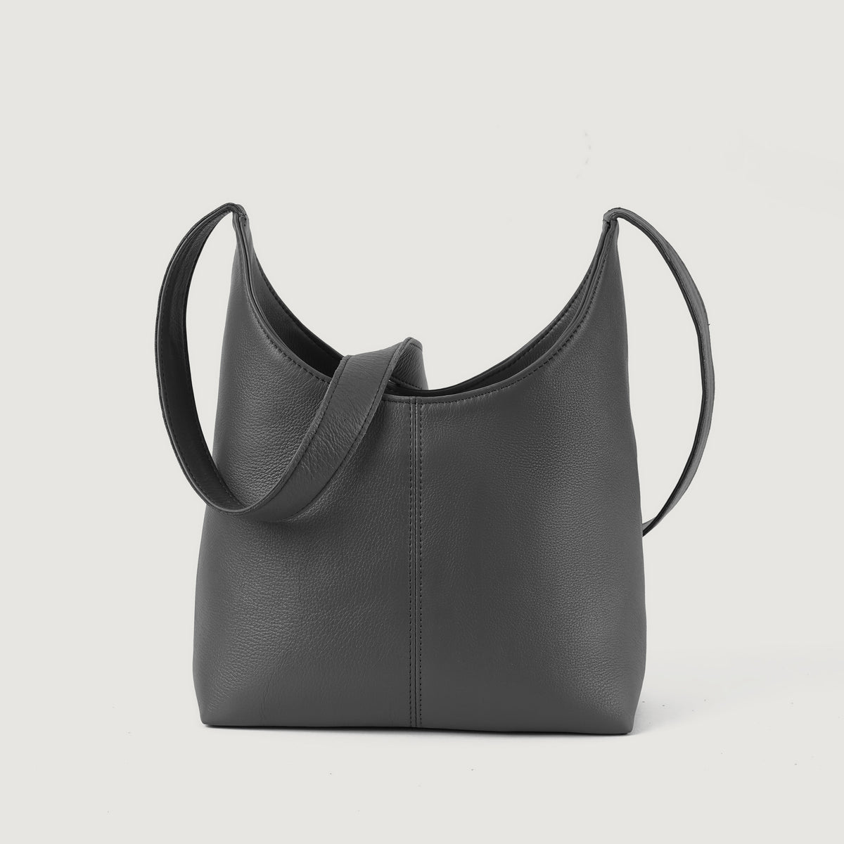 The Stefani Grey Cowhide Leather Hobo Bag