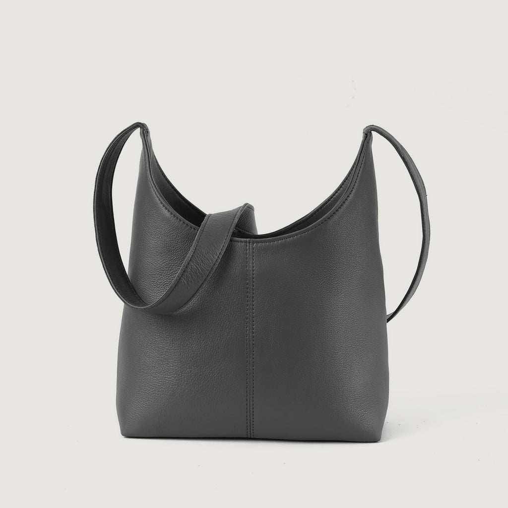 The Stefani Grey Cowhide Leather Hobo Bag