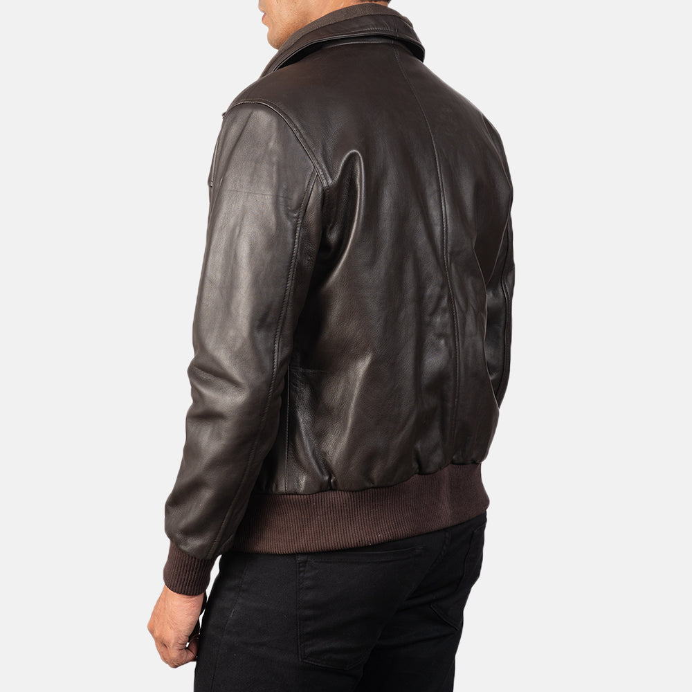 Air Rolf Dark Brown Sheepskin Bomber Jacket