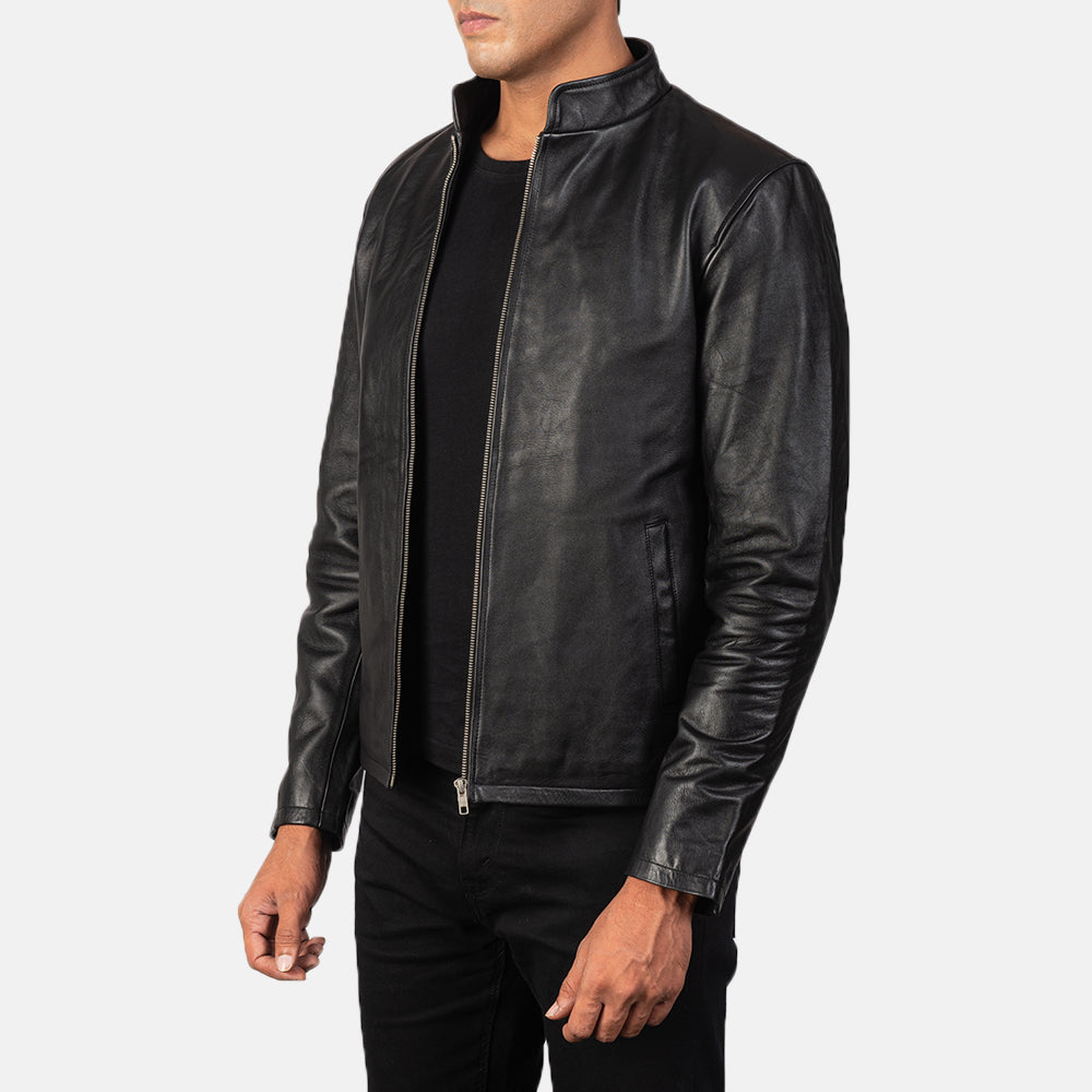 Alex Black Cowhide Leather Biker Jacket