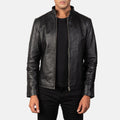 Alex Black Cowhide Leather Biker Jacket