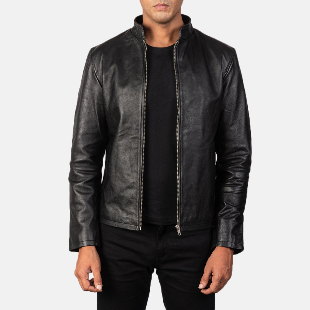 Alex Black Cowhide Leather Biker Jacket