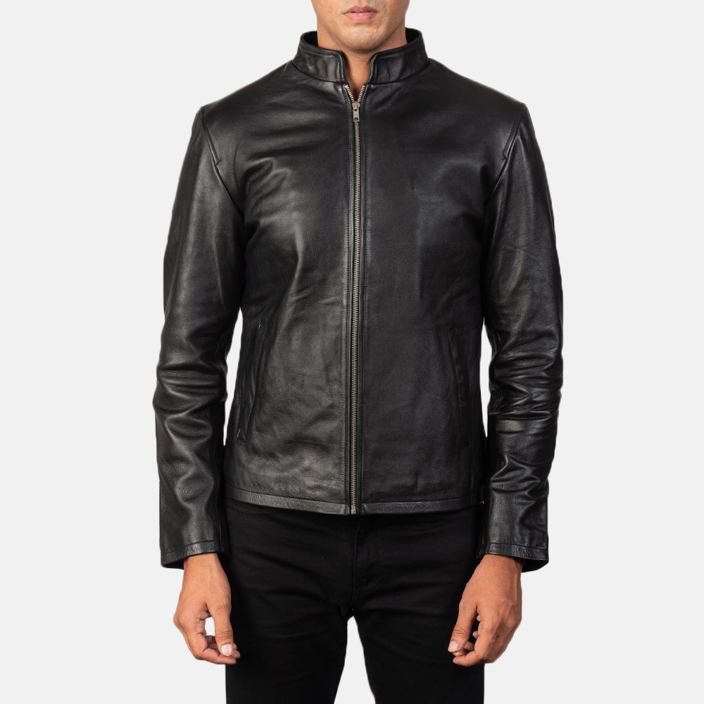 Alex Black Cowhide Leather Biker Jacket