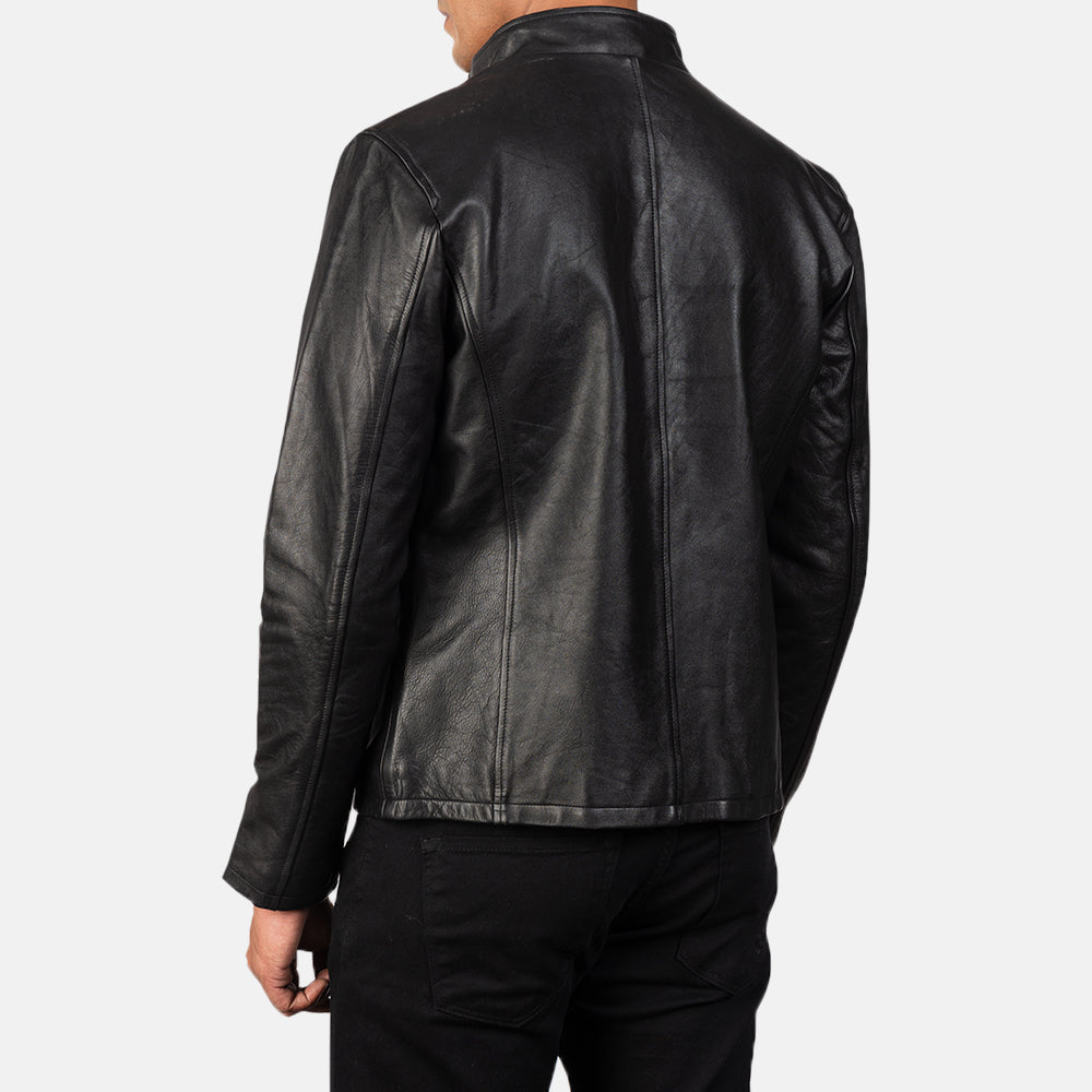 Alex Black Cowhide Leather Biker Jacket