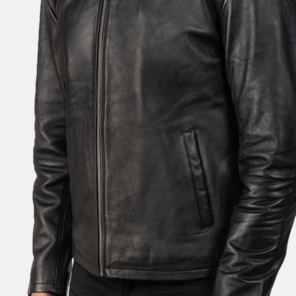Alex Black Cowhide Leather Biker Jacket