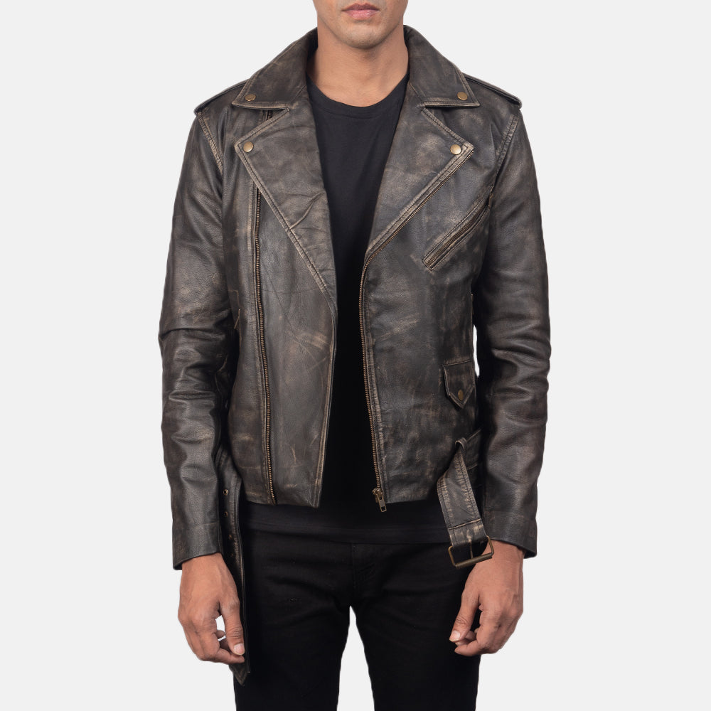 Allaric Alley Distressed Brown Goatskin Biker Jacket