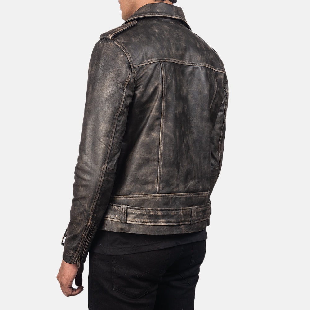 Allaric Alley Distressed Brown Goatskin Biker Jacket