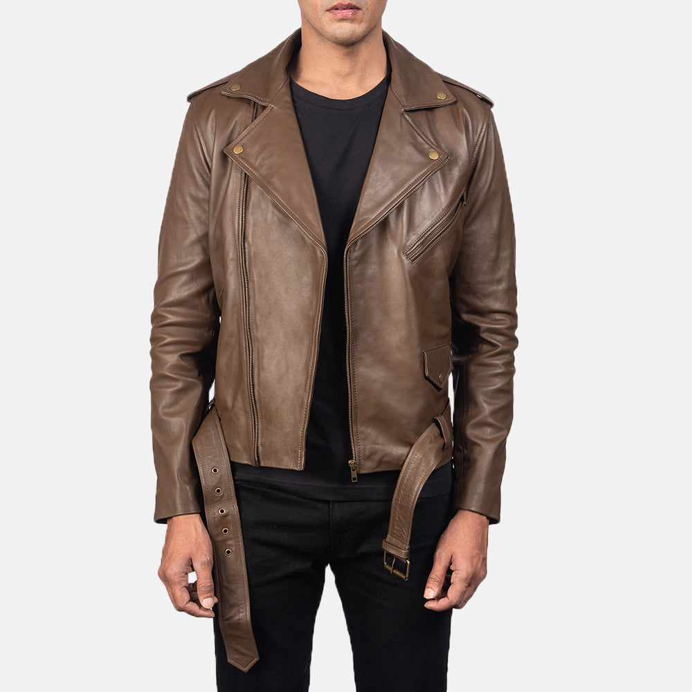 Allaric Alley Mocha Cowhide Biker Jacket