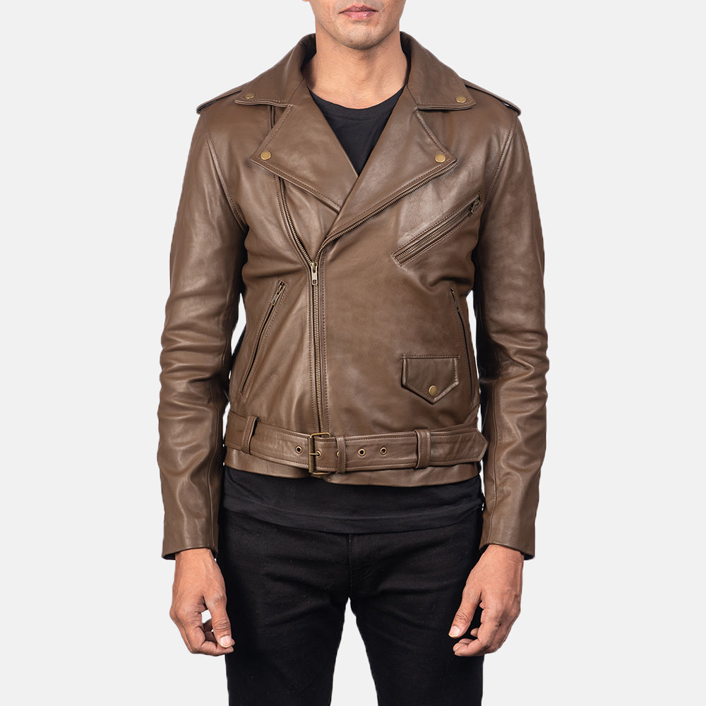 Allaric Alley Mocha Cowhide Biker Jacket