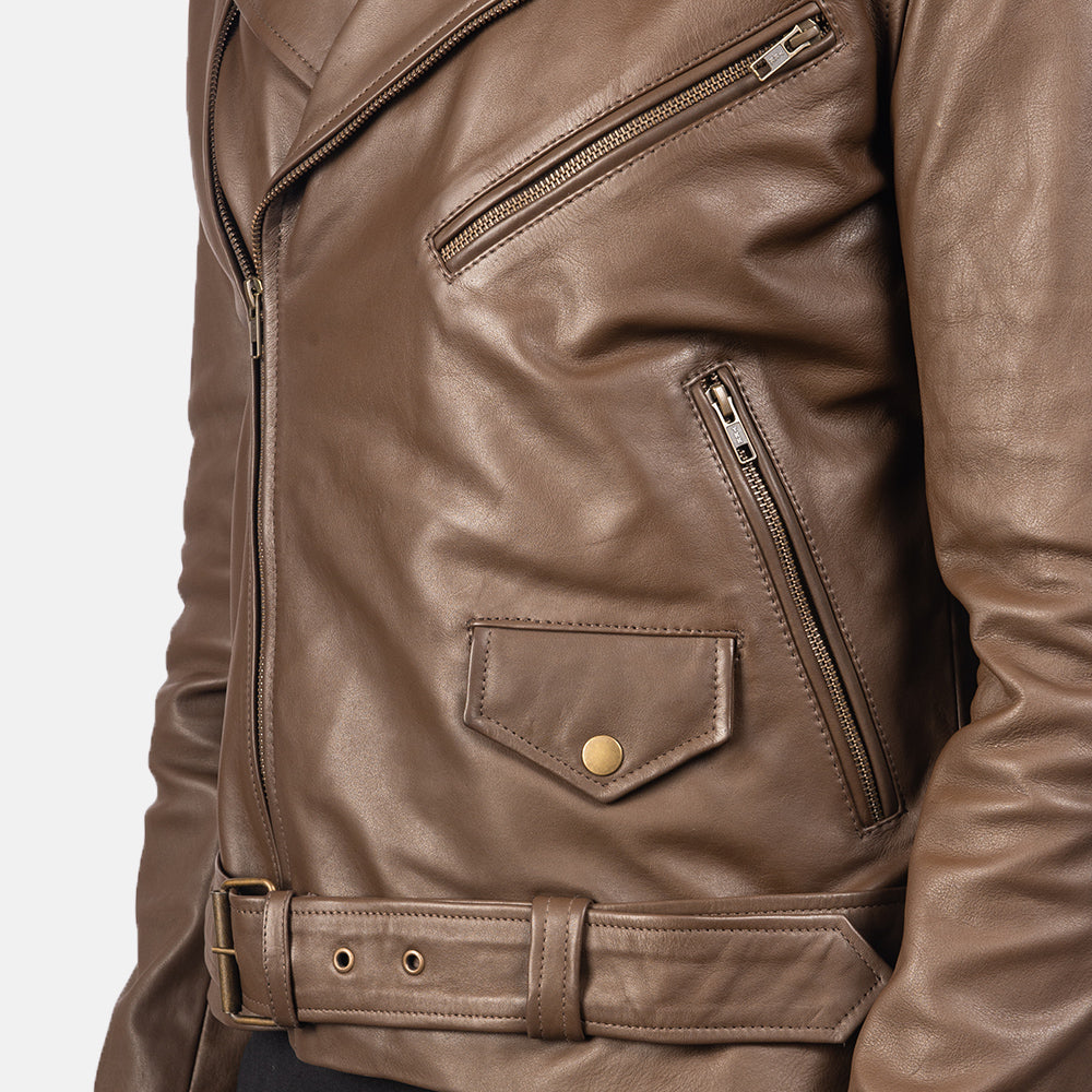 Allaric Alley Mocha Cowhide Biker Jacket