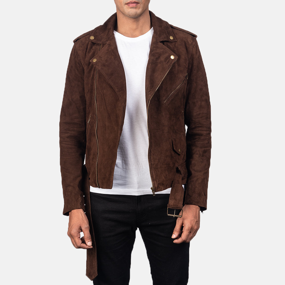 Allaric Alley Mocha Goatskin Suede Biker Jacket