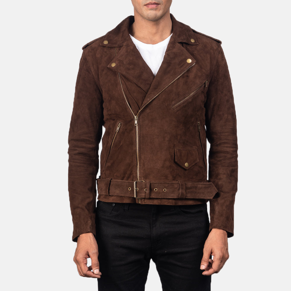 Allaric Alley Mocha Goatskin Suede Biker Jacket