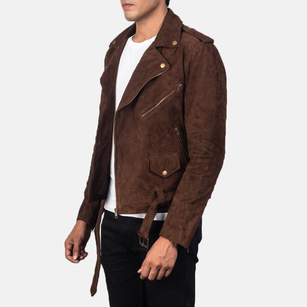 Allaric Alley Mocha Goatskin Suede Biker Jacket