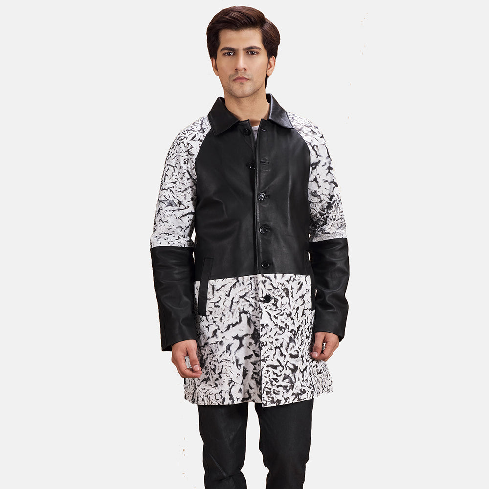Artistry Dip & Dye Black & White Leather Coat