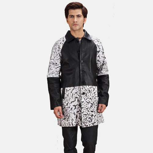 Artistry Dip & Dye Black & White Leather Coat