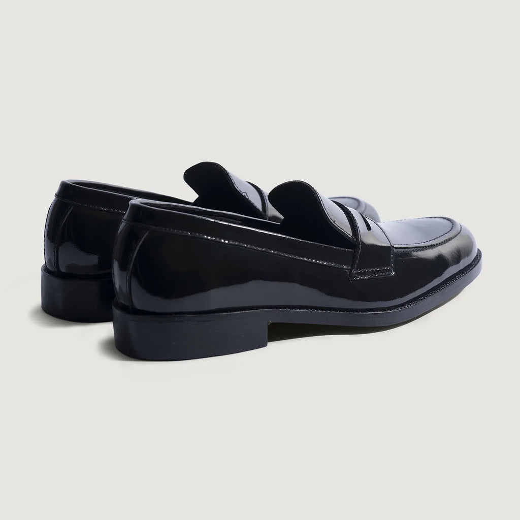 Baxton Patent Black Cowhide Leather Loafers