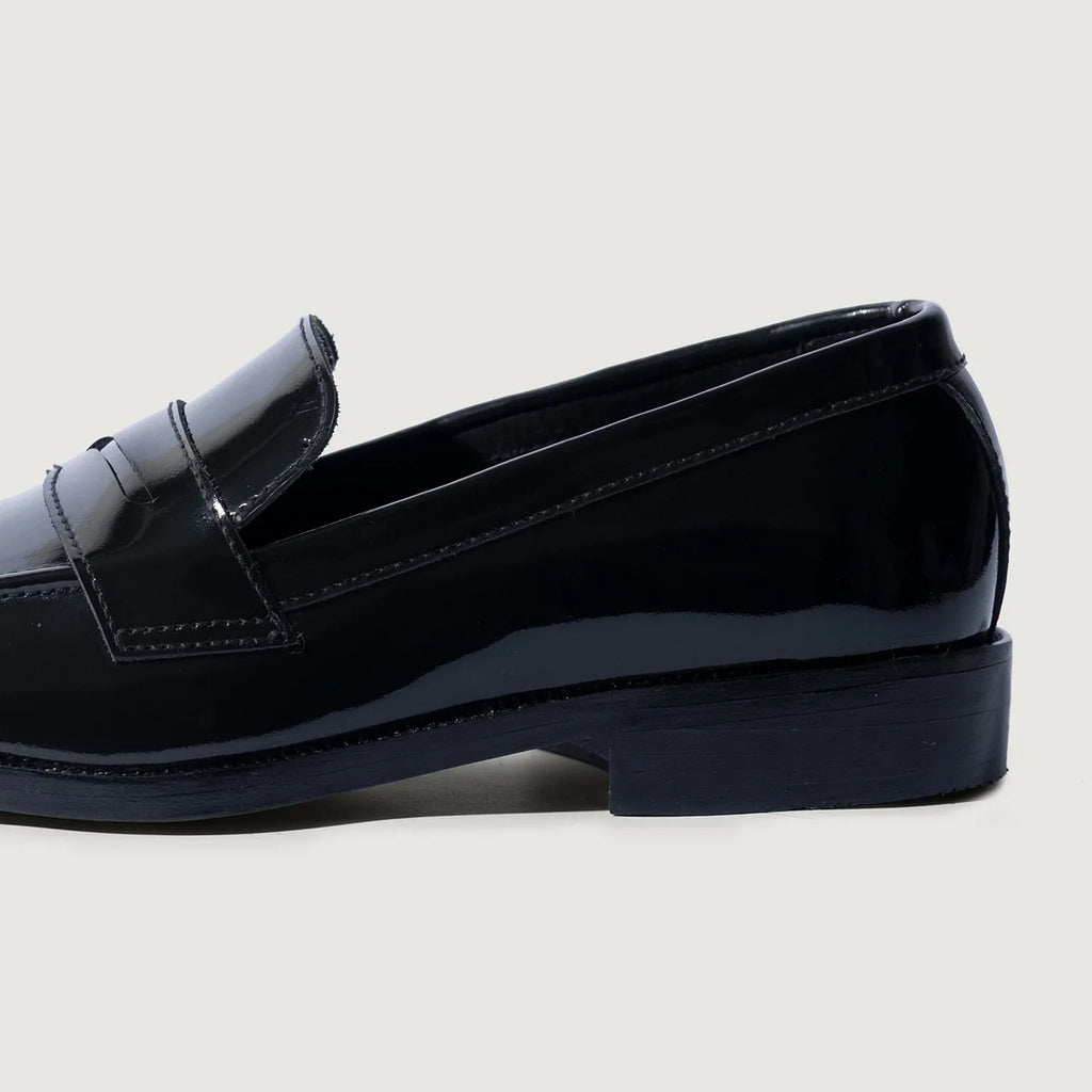 Baxton Patent Black Cowhide Leather Loafers