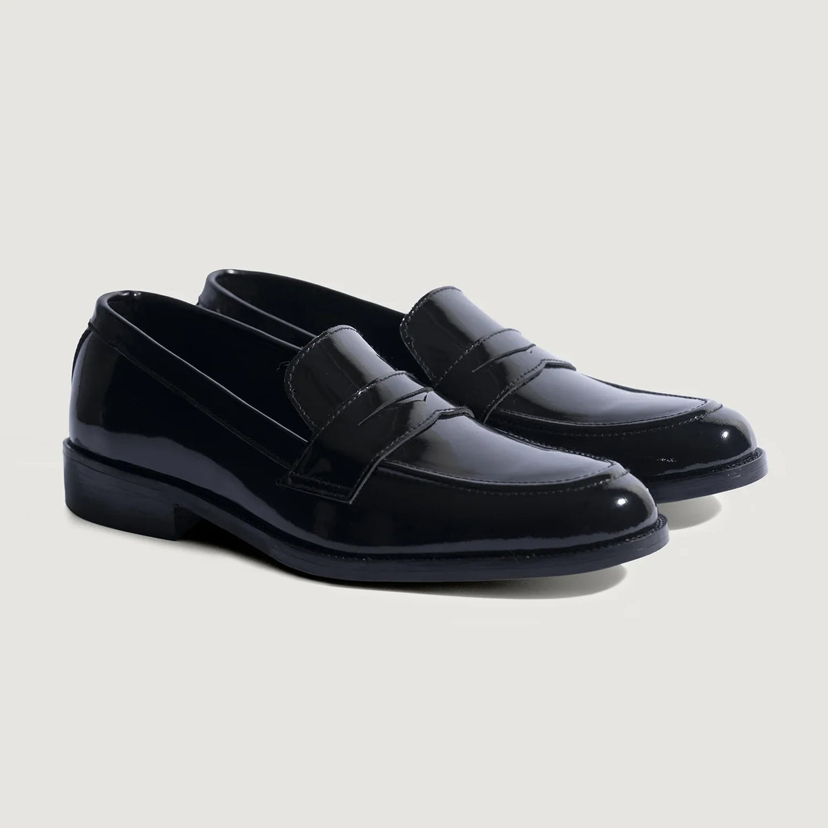 Baxton Patent Black Cowhide Leather Loafers
