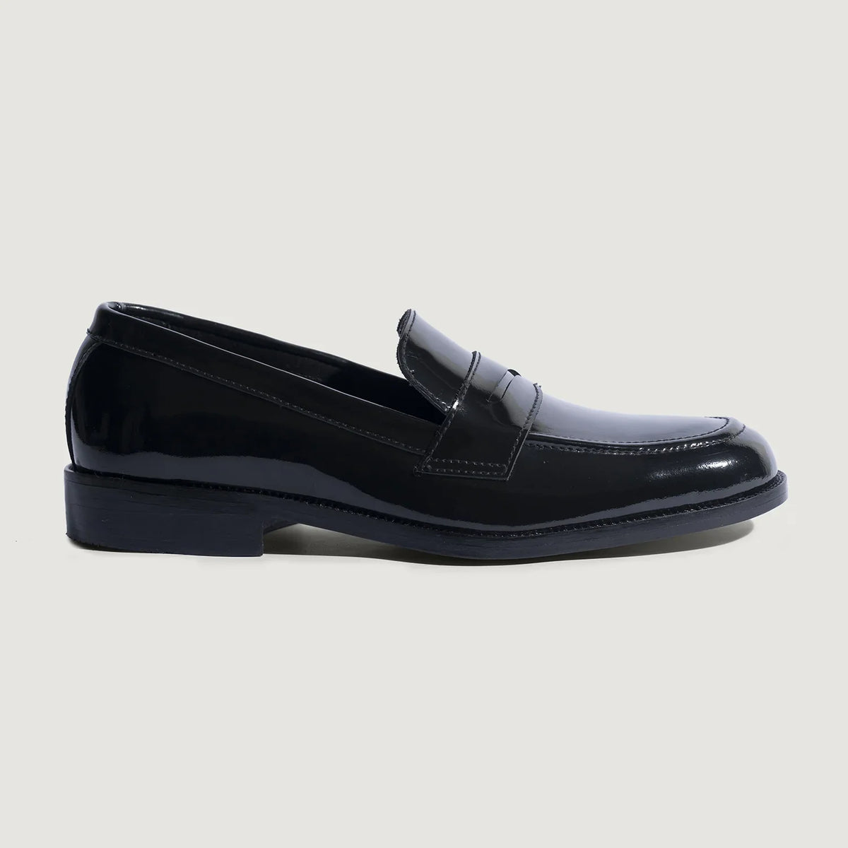 Baxton Patent Black Cowhide Leather Loafers