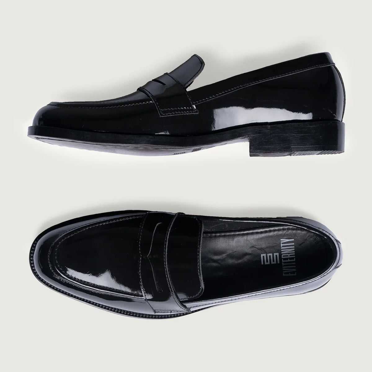 Baxton Patent Black Cowhide Leather Loafers