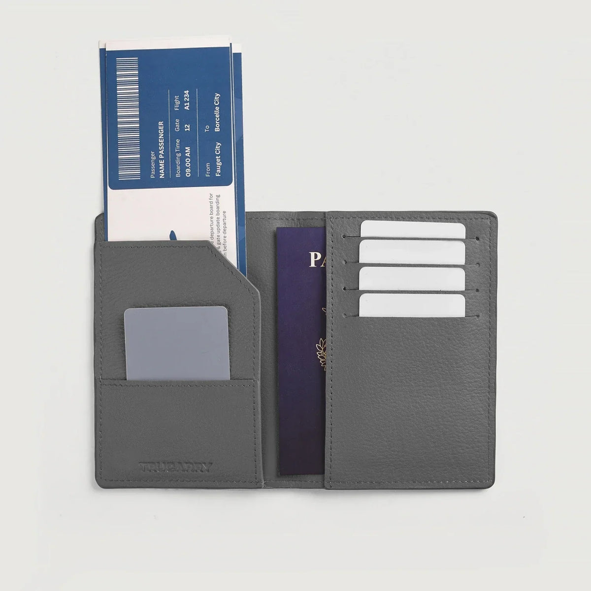 Bernardi Grey Full Grain Cowhide Bi-Fold Travel Wallet