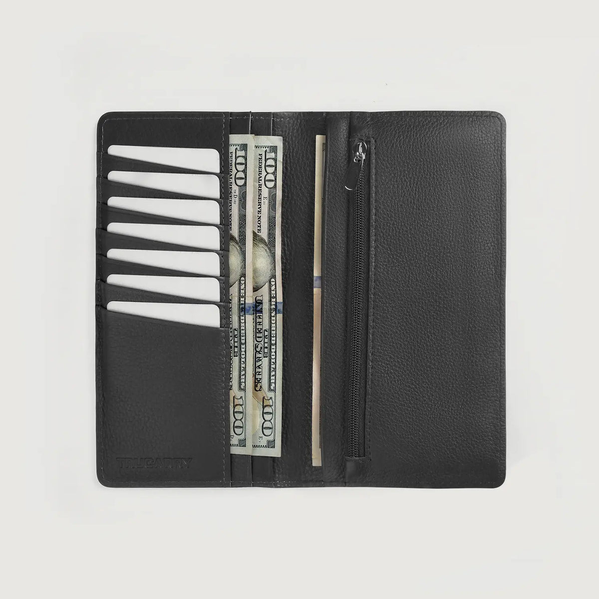Cameron Black Full Grain Leather Long Wallet