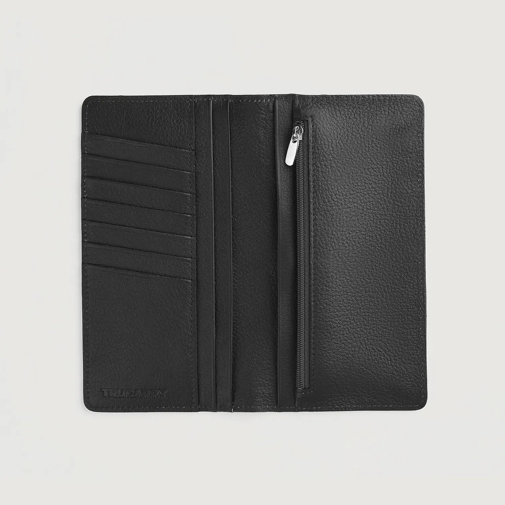 Cameron Black Full Grain Leather Long Wallet