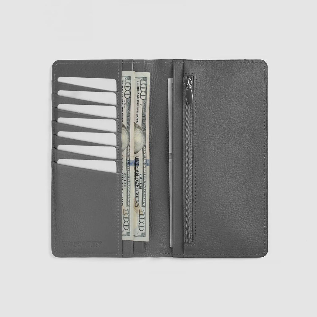 Cameron Grey Full Grain Cowhide Long Wallet