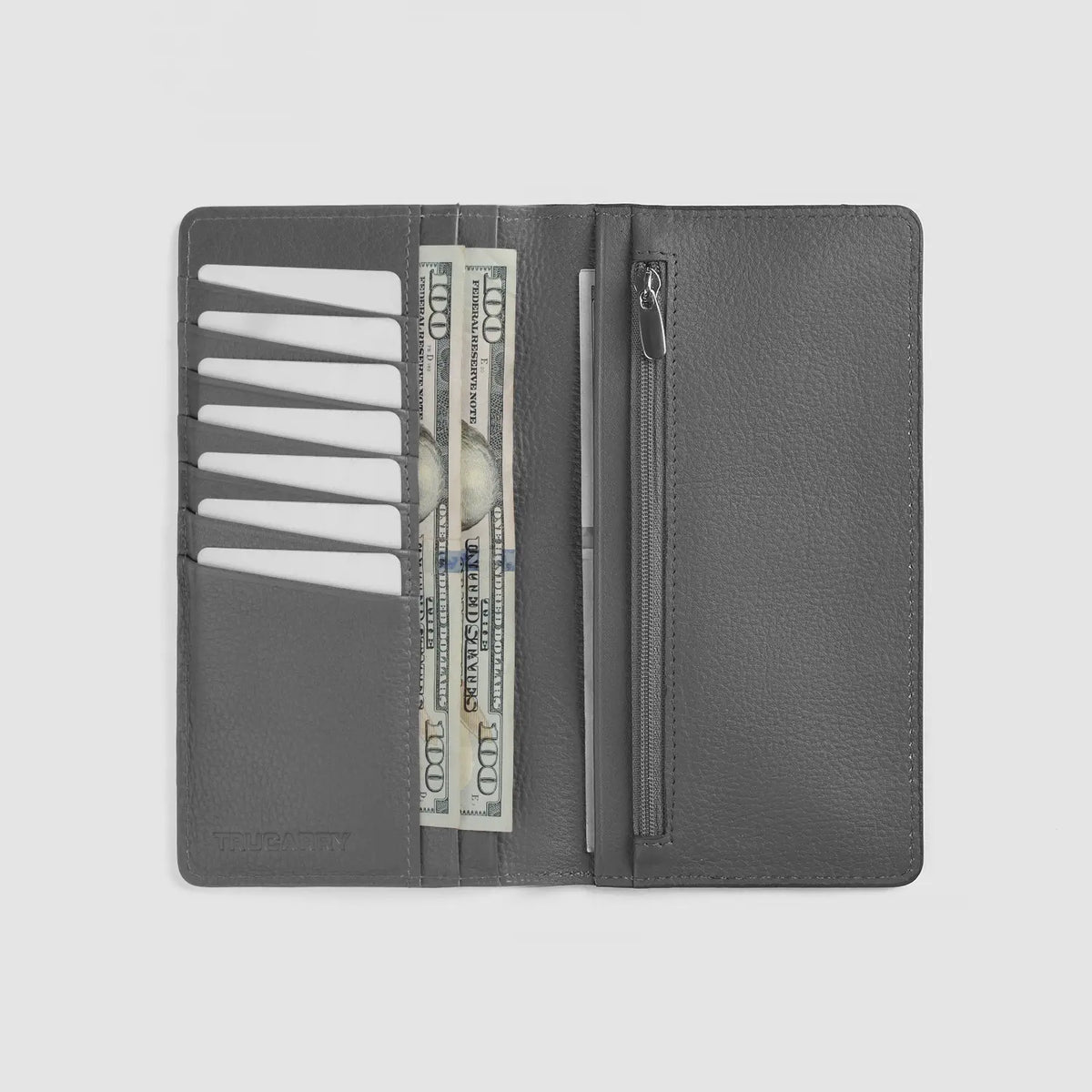 Cameron Grey Full Grain Cowhide Long Wallet