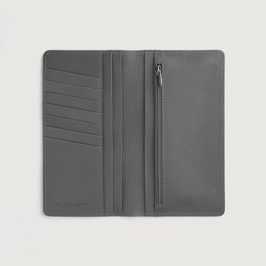 Cameron Grey Full Grain Cowhide Long Wallet