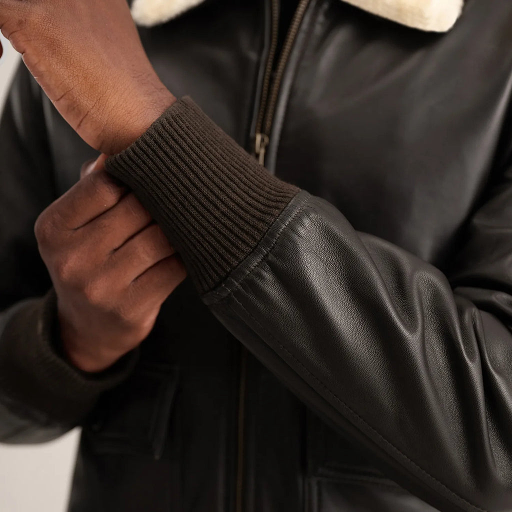 Airin G-1 Brown and Cream Sheepskin Bomber Jacket