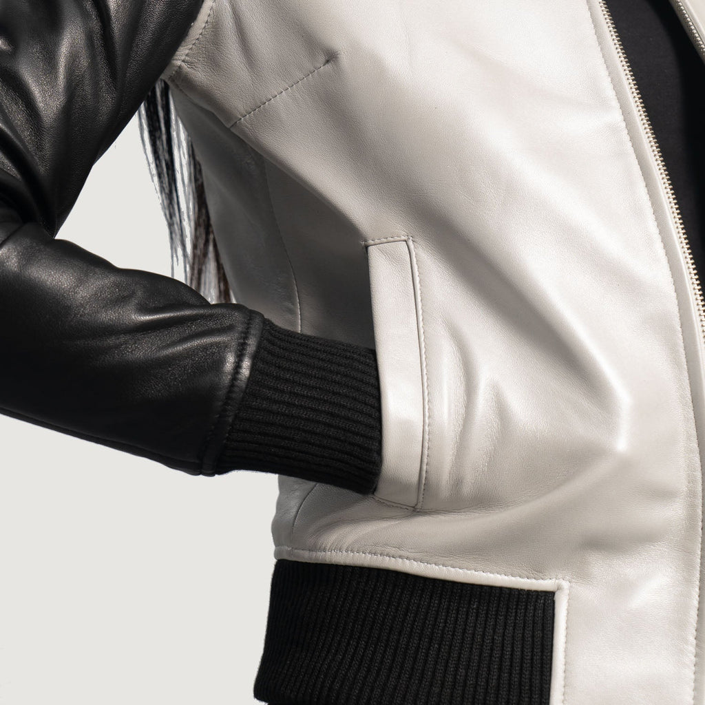 Cole Silver & Black Sheepskin Bomber Jacket